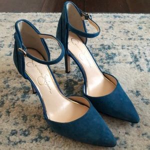 Suede Teal Heels 6.5 NEW NEW NEW